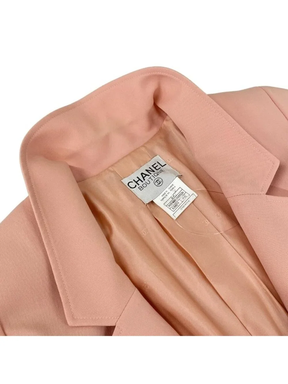 Chanel Jacket M Pink Long Sleeve CC Logo Button Double Wool